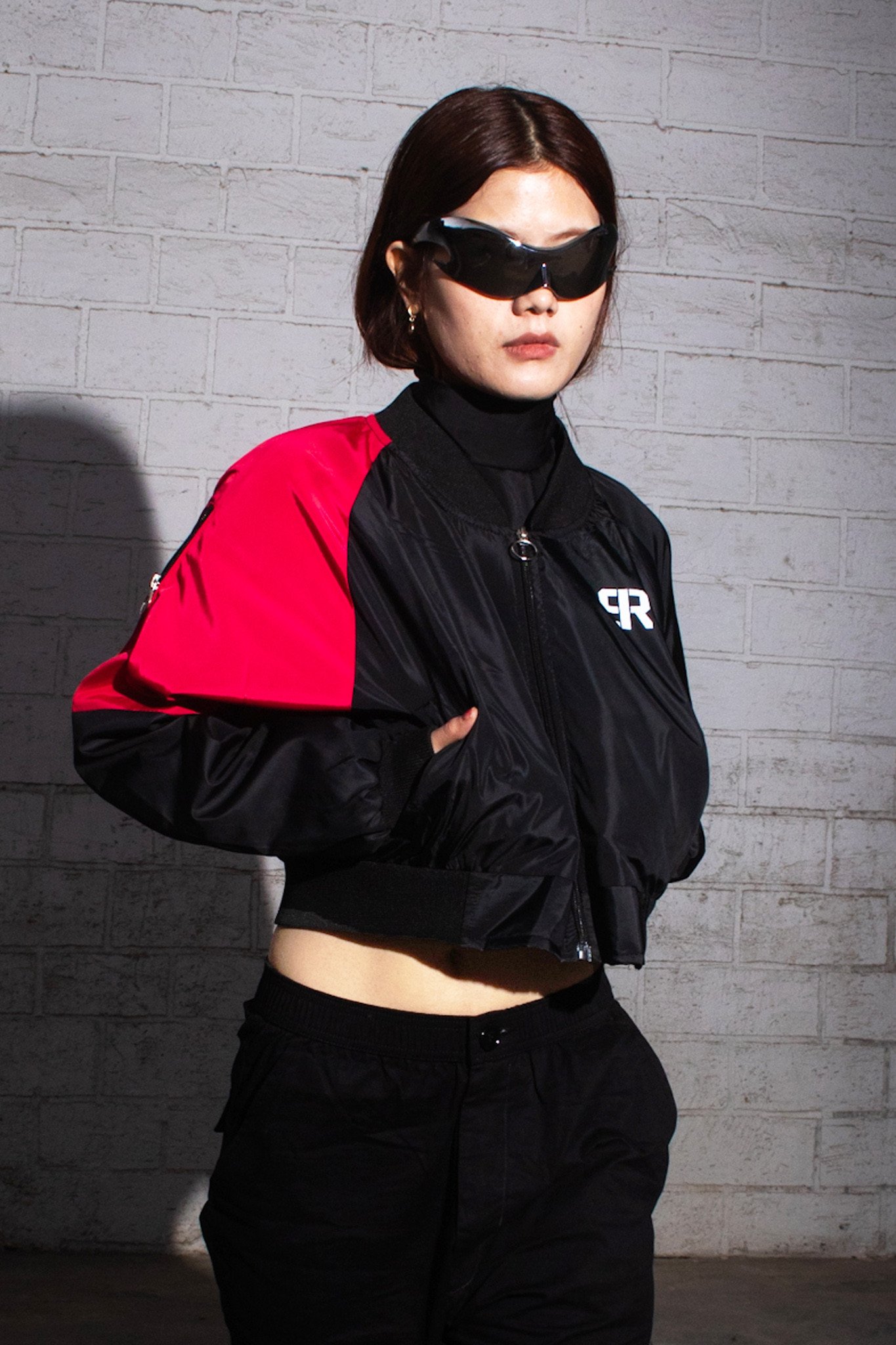 Crop jacket Black-Red
