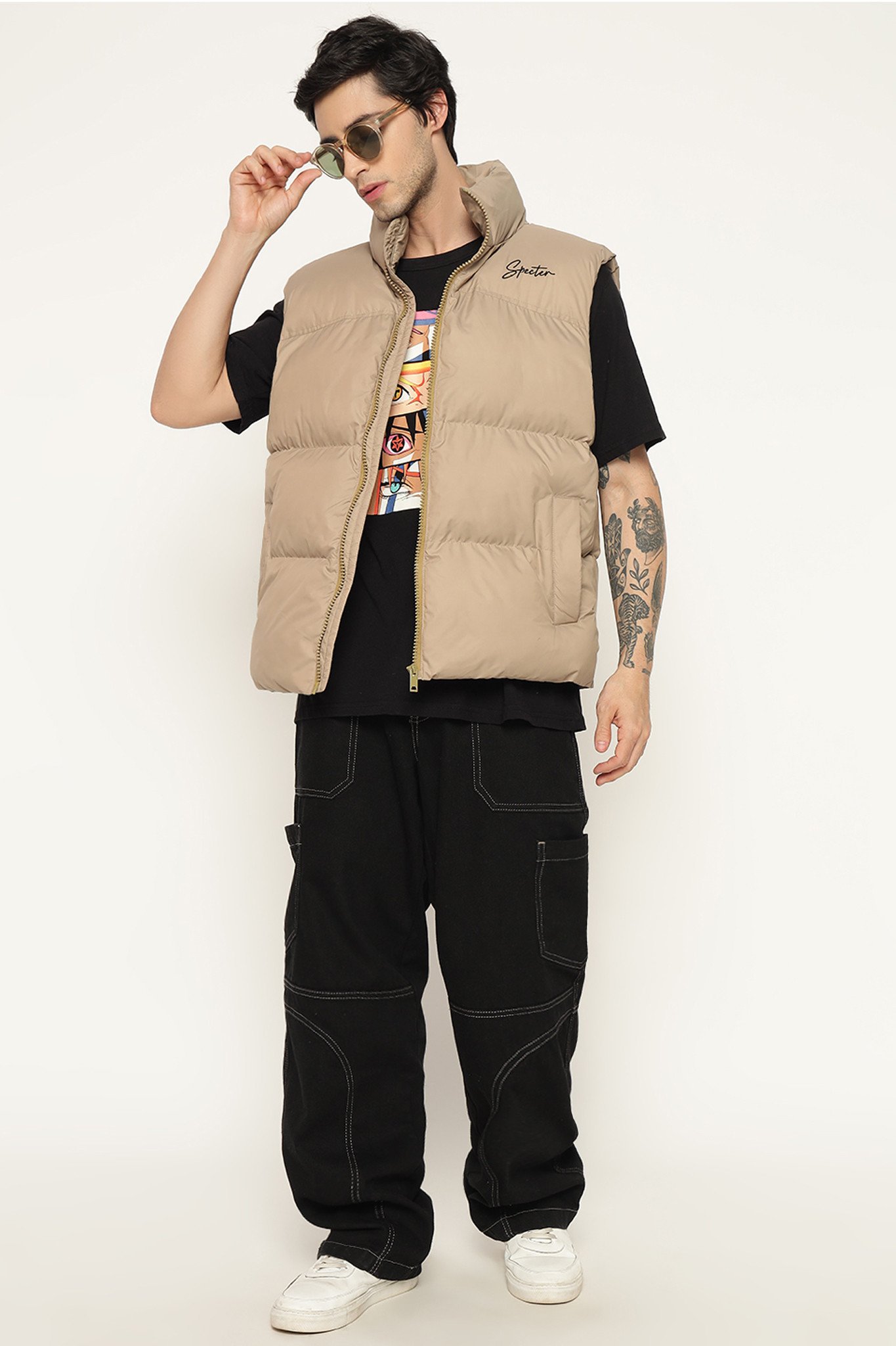SLEEVELESS PUFFER JACKET (BEIGE)